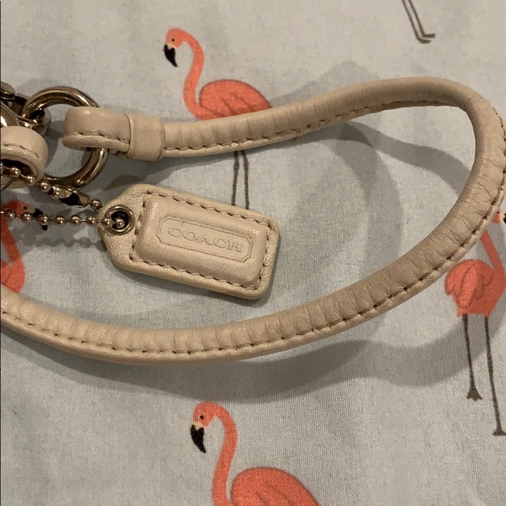 COACH off white wristlet with silver hardware - Picture 3 of 8